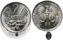 2 złote 1970 Jagody - NGC MS67 - ostry daszek Pięknie zachowany egzemplarz.&nbsp; Druga najwyższa nota w rejestrze NGC. 
Reference: Parchimowicz 216d...