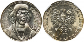 10 złotych 1967 Kopernik - NGC MS67 Wyselekcjonowany egzemplarz. Znakomita nota gradingowa. Reference: Parchimowicz 232a
Grade: NGC MS67 2-ga nota 
...
