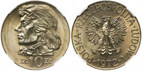 10 złotych 1972 Kościuszko - NGC MS67 Wyjątkowej urody egzemplarz.&nbsp; Wyselekcjonowana sztuka, znakomita, najwyższa nota od NGC. Reference: Parchim...
