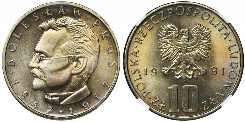 10 złotych 1981 Bolesław Prus - NGC MS67 Wyśmienicie zachowany egzemplarz.
 Naj...