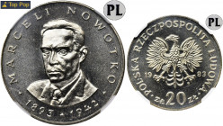 20 złotych 1983 Nowotko - NGC MS65 PROOF LIKE - jak lustrzanka - JEDYNY &nbsp; Jedyny, odnotowany w rejestrze NGC egzemplarz Nowotko rocznika 83' z do...
