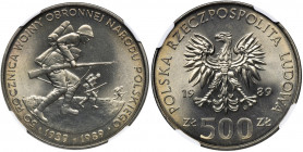 500 złotych 1989 50 rocznica Wojny Obronnej Narodu Polskiego - NGC MS67 Druga najwyższa nota w rejestrze NGC, tylko dwie sztuki oceniono wyżej.
Refer...