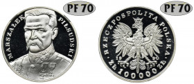 MAŁY TRYPTYK, 100.000 złotych 1990 Piłsudski - NGC PF70 ULTRA CAMEO Najwyższa nota w rejestrze NGC, jedna z sześciu sztuk ocenionych na PF70, wśród du...