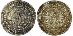 Silesia, Duchy of Liegnitz-Brieg-Wohlau, Luiza von Anhalt, 6 Kreuzer Brieg 1673 CB Variety WOLAUIENSIS on the obverse.
 Odmiana napisowa&nbsp;WOLAUIE...