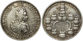 Augustus II the Strong, Coronation Medal 1697 - VERY RARE Bardzo rzadki i niezwykle ciekawy medal koronacyjny Augusta II Mocnego z przedstawieniem jeg...