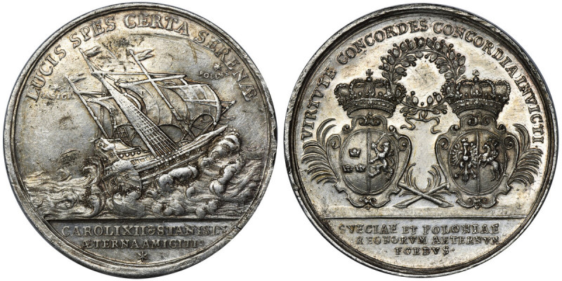 Stanislaus Leszczynski and Carolus XII, Medal of the alliance between Poland and...