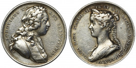 Ludovicus XV, Wedding medal Marie Leszczynska 1725 Piękny medal zaślubinowy Marii Leszczyńskiej, córki króla polskiego Stanisława Leszczyńskiego, z kr...