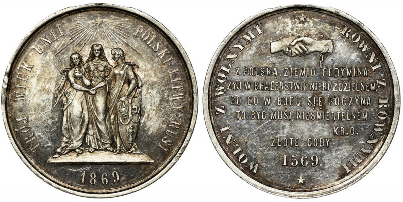 Medal for the 300th anniversary of the Union of Lublin in 1869 Ekstremalnie rzad...