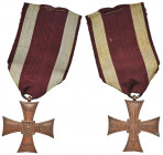 II RP, Krzyż Walecznych 1920 Krzyż Walecznych ustanowiony 11 sierpnia 1920 roku, tzw. mały o numerze nadania 57677, ze wstążką wtórną, powojenną. Wyko...