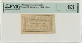 4 złote 1794 (1)(M) - PMG 63 Naturalny stan zachowania.&nbsp; Drobne nieświeżości rogów.&nbsp; Centryczny druk. Wysoka ocena od PMG. Reference: Miłcza...