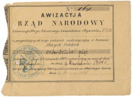 Rząd Narodowy, Akwizacyja na 45 złotych 1864 - RZADKOŚĆ Kwit na 45 złotych wystawiony we Wreznie z odręczną datą 1 Marca 1864. Numeracja 8964. Złamany...