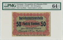 Posen, 50 kopeken 1916 short clause (P2c) - PMG 64 EPQ Odmiana z krótką klauzulą i niską czcionką.&nbsp; Emisyjny stan zachowania.&nbsp; Banknot nad w...