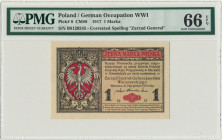 1 marka 1916 Generał - PMG 66 EPQ Druga najwyższa nota w rejestrze PMG.
 
 
Reference: Miłczak 8
Grade: PMG 66 EPQ 2-ga nota 

Poland Germany De...