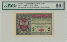 2 marki 1916 Generał - B - PMG 66 EPQ Odmiana z poprawnie napisaną klauzulą 'generał'. Technicznie znakomita sztuka w stanie drukarskiej świeżości.&nb...