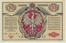 10 marek 1916 Generał biletów - ładny i świeży Odmiana biletów z małej i numeratorem 'Berlin IV'.&nbsp; Pięknie zachowany banknot w stanie drukarskiej...