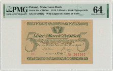 5 marek 1919 - IW - PMG 64 Odmiana dwuliterowa.&nbsp; Nieświeżości rogów oraz obłamania końcówki lewego, dolnego narożnika.&nbsp; Naturalny egzemplarz...