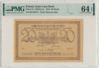 20 marek 1919 - IB - PMG 64 EPQ Banknot typologicznie rzadki w oferowanym stanie zachowania.&nbsp; Odmiana dwuliterowa.&nbsp; Zagniecenie na lewym, gó...