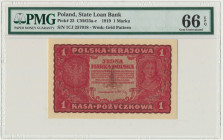 1 marka 1919 - I Serja CJ - PMG 66 EPQ Odmiana dwuliterowa z niskim typem numeratorem.&nbsp; Emisyjny stan zachowania. Reference: Miłczak 23b
Grade: ...