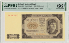 500 złotych 1948 - CC - PMG 66 EPQ Seria pochodząca z zapasów bankowych. Emisyjny stan zachowania.&nbsp; Reference: Miłczak 140dd
Grade: PMG 66 EPQ ...