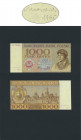 1.000 złotych 1965 - KH - wydruk z autografem Andrzeja Heidricha Oryginalna karta z wystawy pieniądza papierowego z naklejonymi wysokiej jakości wydru...