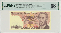 100 złotych 1986 - LP - PMG 68 EPQ - pierwsza seria rocznika Pierwsza seria rocznika '86.&nbsp; Wyselekcjonowany egzemplarz w perfekcyjnym stanie zach...