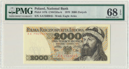 2.000 złotych 1979 - AA - PMG 68 EPQ Emisyjny stan zachowania doceniony niespotykanie wysoką, znakomitą notą gradingową.&nbsp; 
Reference: Miłczak 15...