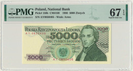 5.000 złotych 1986 - AY - PMG 67 EPQ - pierwsza seria rocznika Pierwsza seria rocznika '86.&nbsp; Emisyjny stan zachowania. Reference: Miłczak 168
Gr...
