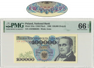 100.000 złotych 1990 - AW 000295 - PMG 66 EPQ - niski numer Niski, trzycyfrowy numer seryjny. Emisyjny stan zachowania. Reference: Miłczak 178b
Grade...