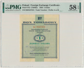 Pewex, 1 dolar 1960 - Bd - bez klauzuli - PMG 58 EPQ Odmiana bez klauzuli na rewersie, zdecydowanie rzadziej notowana od wariantu z klauzulą. Bardzo r...