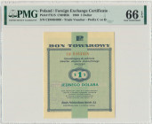 Pewex, 1 dolar 1960 - Cd - z klauzulą - PMG 66 EPQ Odmiana z klauzulą na rewersie. Lepsza seria Cd, bowiem zazwyczaj w obiegu kolekcjonerskim występuj...