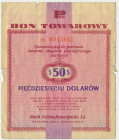 Pewex, 50 dolarów 1960 - Bi - bez klauzuli - RZADKI Bardzo rzadki, wysoki nominał w wersji obiegowej. Wariant bez klauzuli na rewersie.&nbsp; Obiegowy...
