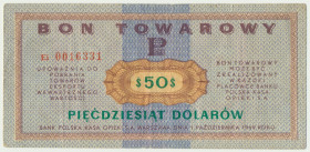 Pewex, 50 dolarów 1969 - Ei - RZADKI Wysoki nominał, sporadycznie notowany na aukcjach. Dużej rzadkości wariant z małą literą w serii, wielokrotnie rz...