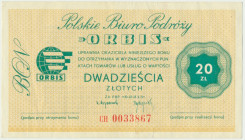 ORBIS, 20 złotych - CH - Ugięcia i przełamania w polu.
 Naturalny, czysty i ładny w prezencji.&nbsp; 

Grade: XF- 

POLAND POLEN Poland Polen
