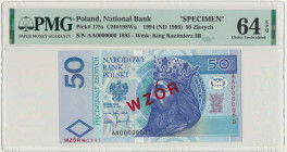 50 złotych 1994 WZÓR - AA 0000000 - Nr 1895 - PMG 64 EPQ Emisyjny stan zachowania.
Reference: Miłczak 198Wa
Grade: PMG 64 EPQ 

POLAND POLEN Polan...