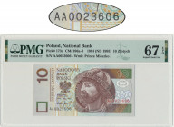 10 złotych 1994 - AA 0023606 - PMG 67 EPQ Pierwsza seria. Niski numer seryjny. Emisyjny stan zachowania. Reference: Miłczak 196a
Grade: PMG 67 EPQ 2-...