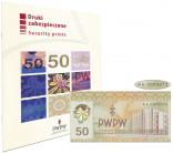 PWPW, 50 Gmach PWPW (2011) - w folderze emisyjnym Nieczęsto notowany banknot testowy PWPW. Pierwszy banknot PWPW z nowym logo. Z racji zastosowanego h...