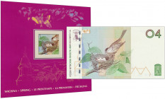 PWPW, Ptaszki (2004) - AA - dzwon farbą - w emisyjnym folderze Wariant serii AA. Zabezpieczanie dzwonem z farbą. W komplecie dedykowany różowy folder ...