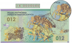 PWPW, Pszczoła (2012) - JK 0000000 - DESTRUKT Rzadki destrukt z przesuniętym drukiem stalorytniczym.&nbsp; Duża ciekawostka. Reference: Parchimowicz 2...