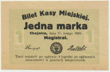 Chojnice, 1 marka 1920 - blankiet Reference: Podczaski W-006.G.1.f
Grade: AU/UNC 

NOTGELDS | Emergency Paper Money Poland Polen | Polish language