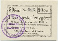 Gutów, 50 fenigów 1921 Reference: Podczaski P-044.1.a
Grade: UNC/AU 

NOTGELDS | Emergency Paper Money Poland Polen | Polish language