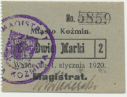 Koźmin, 2 marki 1920 Reference: Podczaski P-075.B.2.c
Grade: UNC/AU 

NOTGELDS | Emergency Paper Money Poland Polen | Polish language