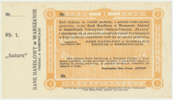 Sosnowiec, 1 rubel 1914 Bon wystawiony dla Towarzystwa Górniczo-Przemysłowego 'Saturn'. Blankiet z grzbietem.
Reference: Podczaski R-391.A.2.g
Grade...