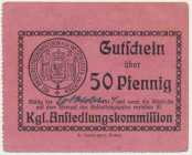 Poznań, Wszemborz, Królewska Komisja Osadnicza, 50 fenigów (1917) Rzadki bon niemieckojęzyczny. Reference: Podczaski P-165/3 d
Grade: AU 

Germany ...