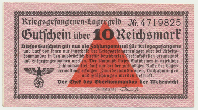 Germany, Kriegsgefangen Lagergeld - Oberkommando der Wehrmacht - 10 mark (1939-4...