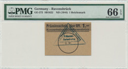 Germany, Ravensbrück, 1 mark (1944) - PMG 66 EPQ Bon z jedynego kobiecego obozu na terenie Niemiec - Ravensbrück - działającego od 1939 do 1945 roku. ...