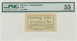 Germany, Norway(Sagen), Feldpost Nr. 32117A - 10 Ore - PMG 55 - UNIQUE Feldpost NR. 32117A was established in November 1940 in Lubeck Germany for Poli...
