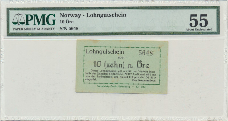 Germany, Norway(Sagen), Feldpost Nr. 32117A - 10 Ore - PMG 55 - UNIQUE Feldpost ...