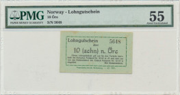 Germany, Norway(Sagen), Feldpost Nr. 32117A - 10 Ore - PMG 55 - UNIQUE Feldpost NR. 32117A was established in November 1940 in Lubeck Germany for Poli...