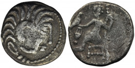 Eastern Celts, Drachm type Alexander III Eastern Celts

Lower Danube, Drachm 2nd-1st century BC

Obverse: Celtic head of Heracles facing right, we...