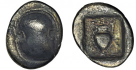 Greece, Boeotia, Thebes, Drachm - RARE Rare variant with Δ-I on the reverse. Boeotia Thebes, Drachm 304-294 BC Obverse: boeotian shield
 Reverse: amp...